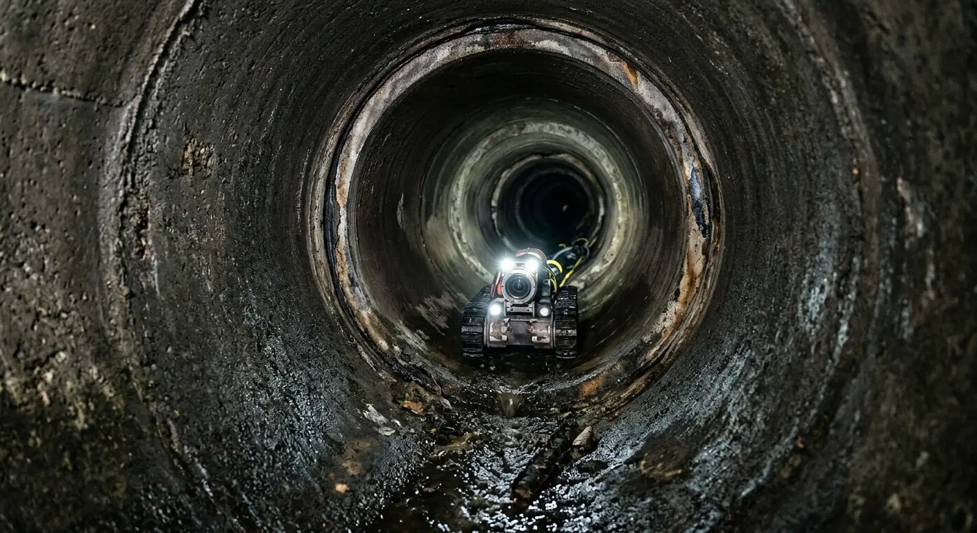 Robotic sewer camera inspecting pipe interior for Sewer Line Cleaning in Pukalani